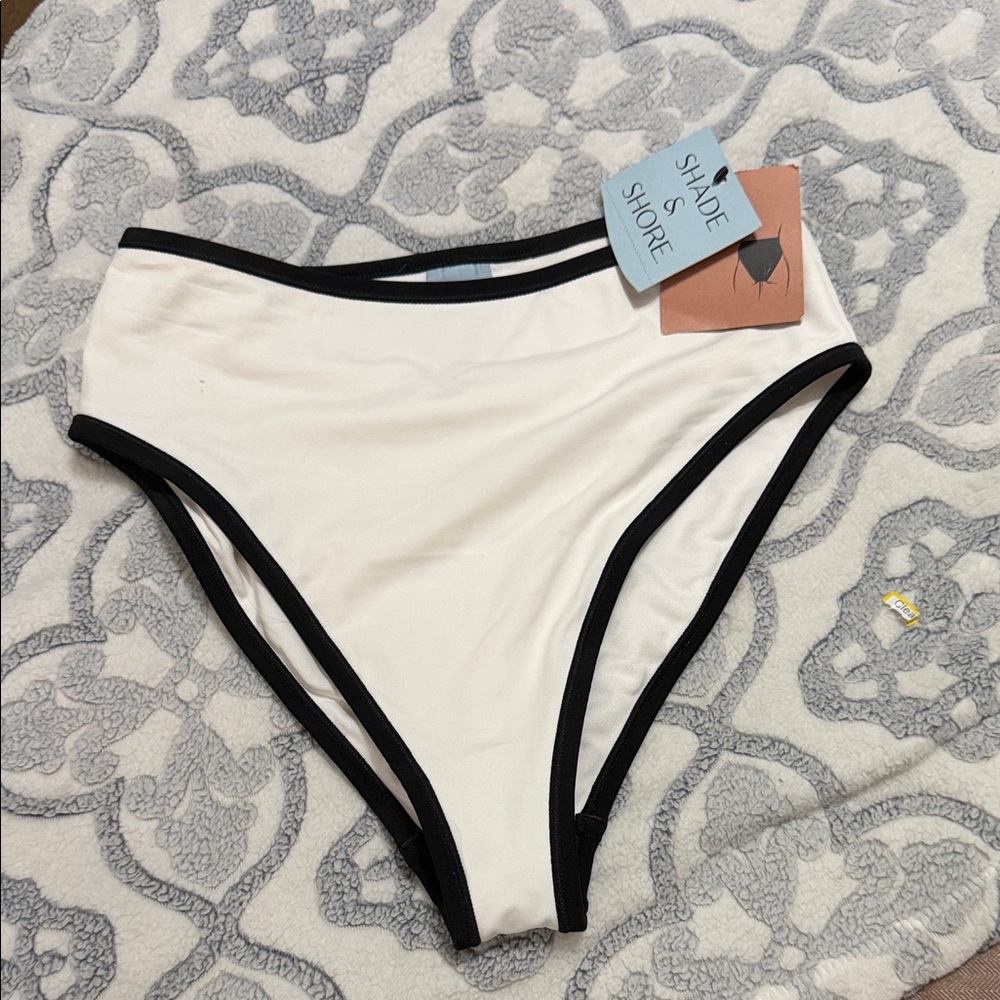 Shade & Shore Cream and Black Bikini Bottom